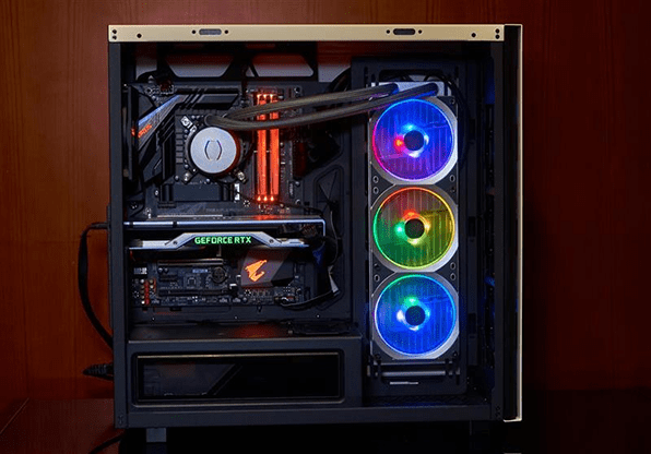 PC case with AIO CPU cooler